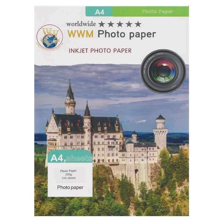 کاغذ عکس دابلیو دابلیو ام مدل 200G سایز A4 بسته 100 برگی WorldWide Photo Paper 200G A4 Pack Of 100